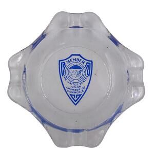 Vintage Junior Chamber United States Jaycees Clear Glass Ashtray Candy Dish 4x4"